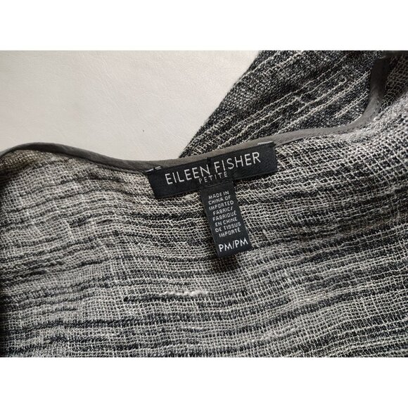 Eileen Fisher Gray Linen Blend Cardigan Size Medium Petite Gauzy Lightweight - Picture 9 of 10